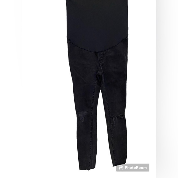 Madewell Maternity Over Belly Stretch Distressed Pull On Black Sea Jeans SZ 24 - Picture 3 of 10